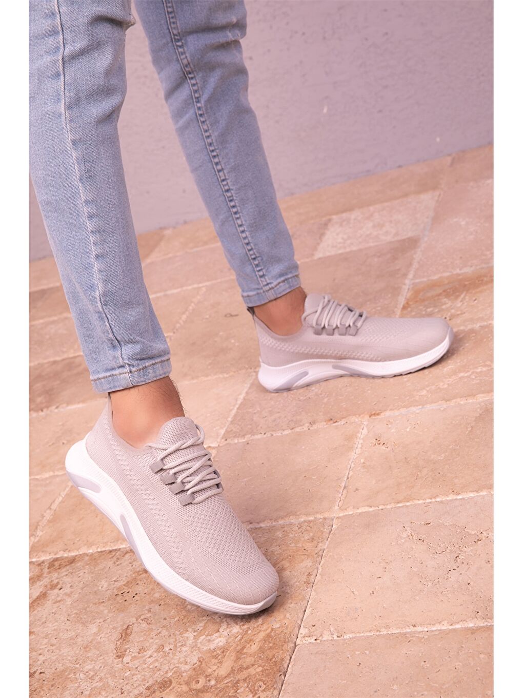 Gri Bağcıklı Erkek Spor Ayakkabı-1