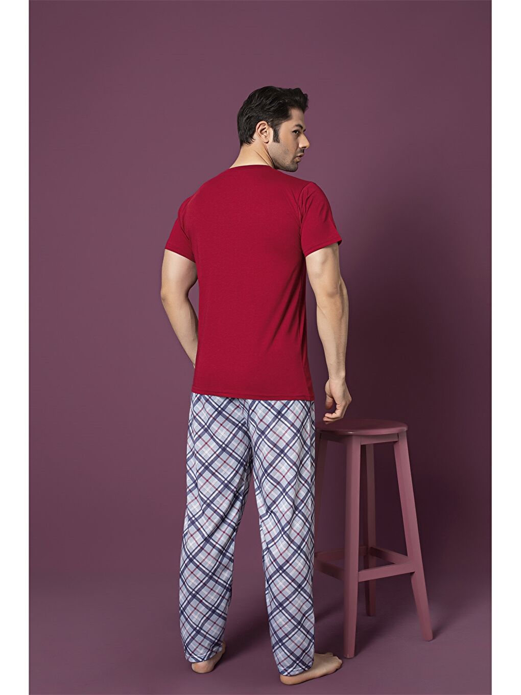 Kırmızı Standart Kalıp Erkek Pijama Takımı-1