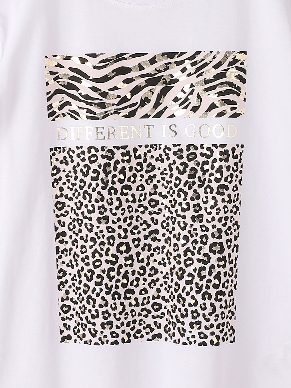 تيشيرت نسائي بأكمام قصيرة وياقة دائرية مطبوع-3