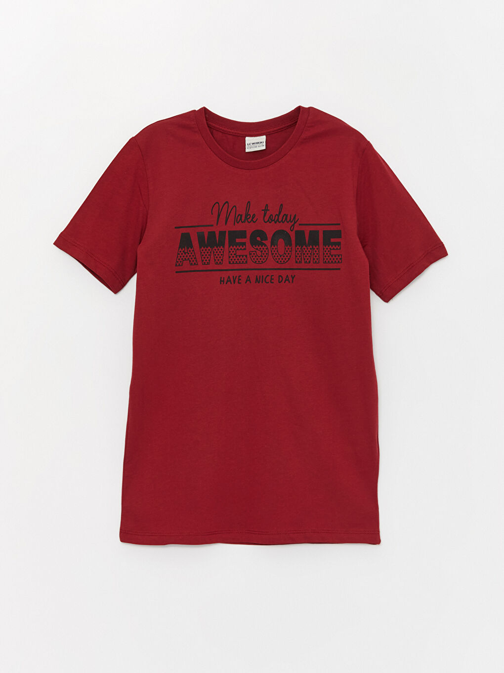 Kırmızı Bisiklet Yaka Baskılı Kısa Kollu Erkek Çocuk Tişört