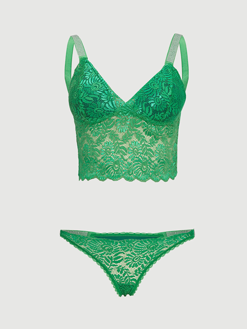 Yeşil Dantelli Sütyen Takım