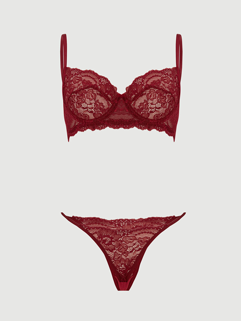 Bordo Dantelli Kadın İç Çamaşır Takım