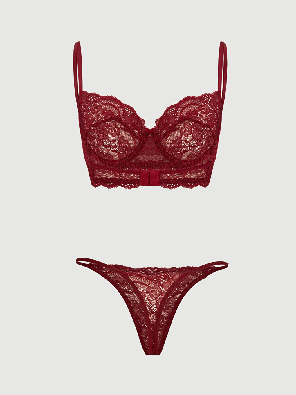 Bordo Dantelli Kadın İç Çamaşır Takım-1