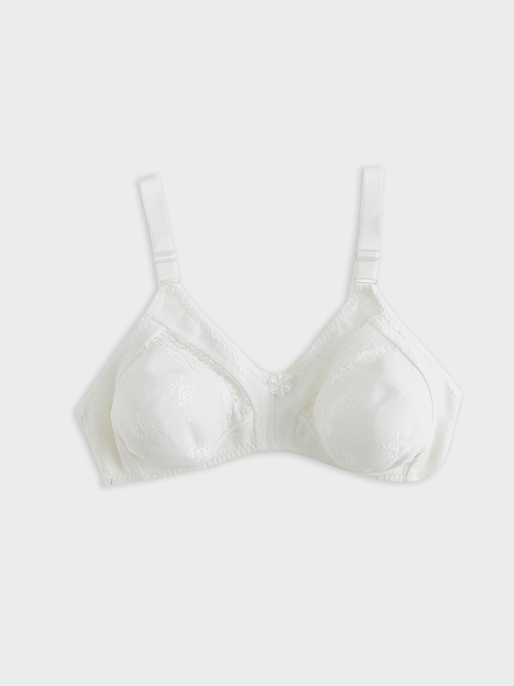 Beyaz Dolgusuz Balensiz Desenli Sütyen