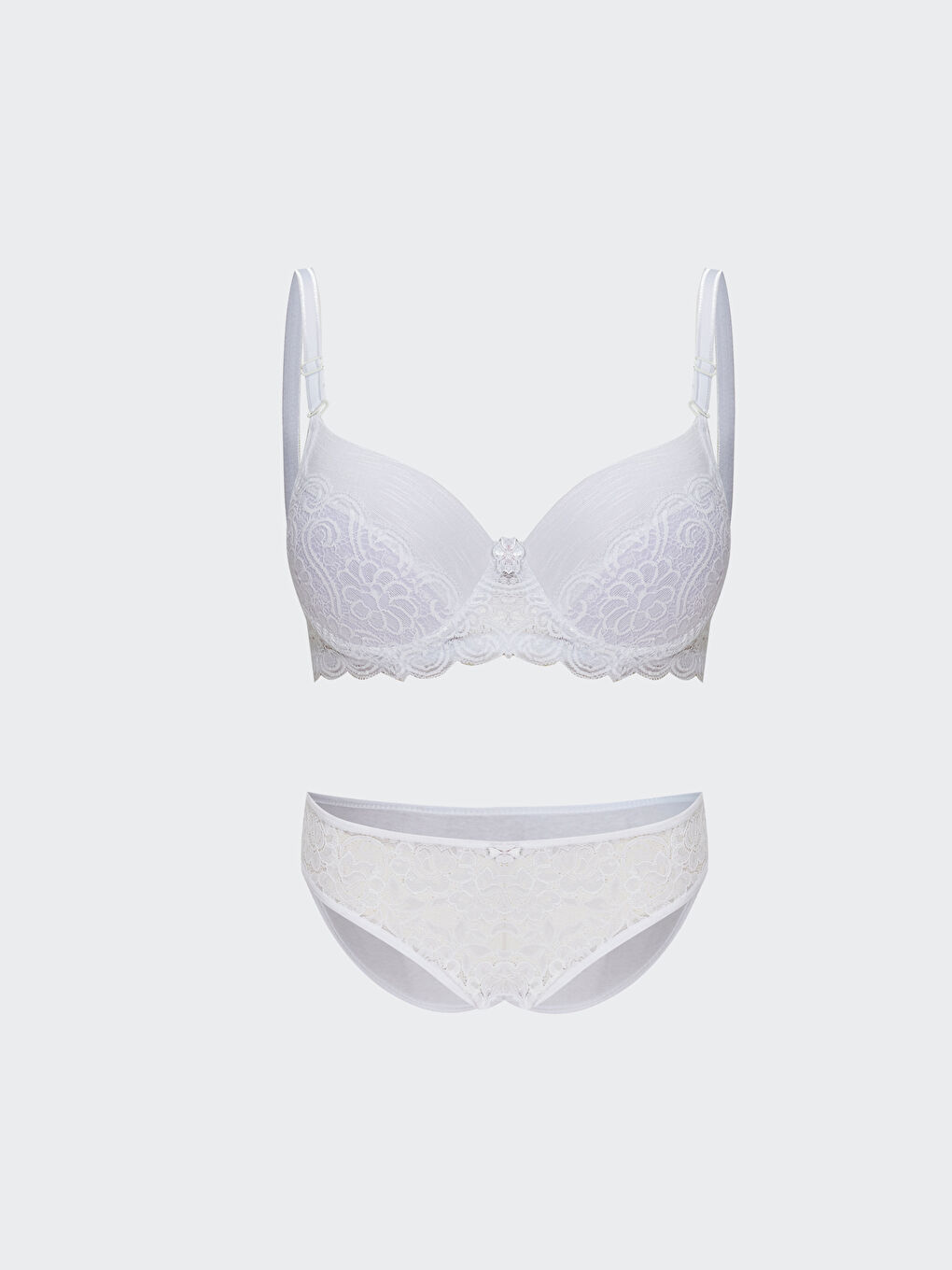 Beyaz Dantelli Kadın İç Çamaşır Takım