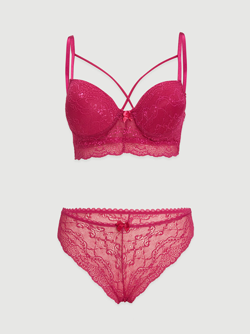 Fuşya Dantelli Kadın İç Çamaşır Takım