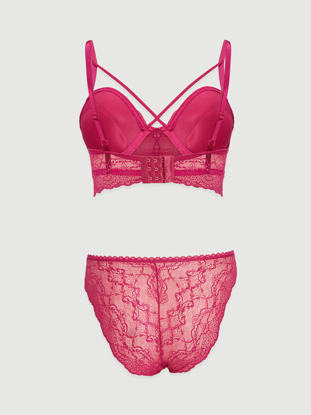 Fuşya Dantelli Kadın İç Çamaşır Takım-1
