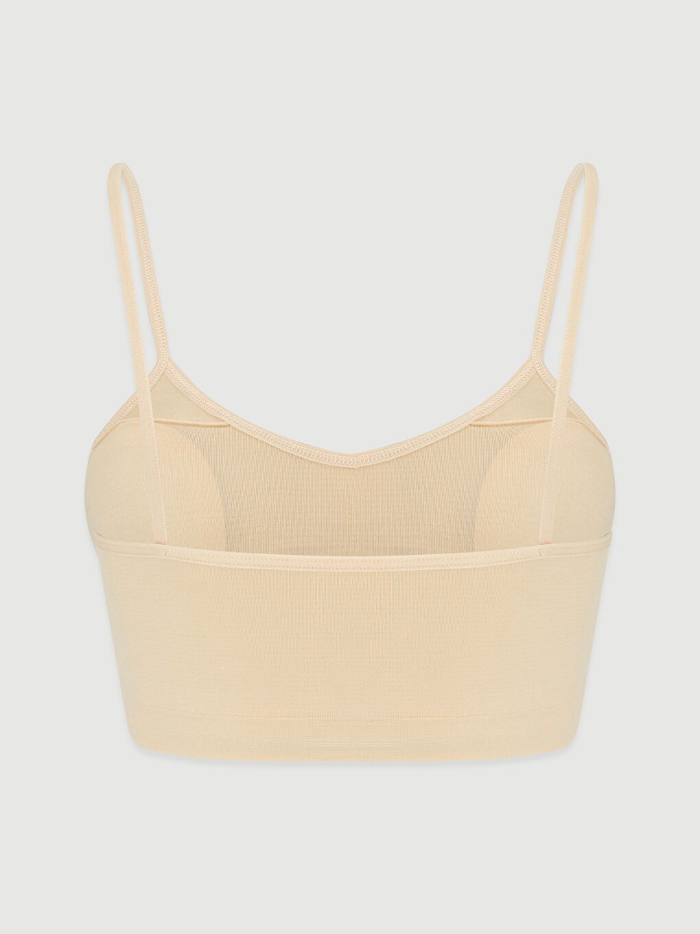 Bej Askılı V Yaka Kadın Büstiyer-1