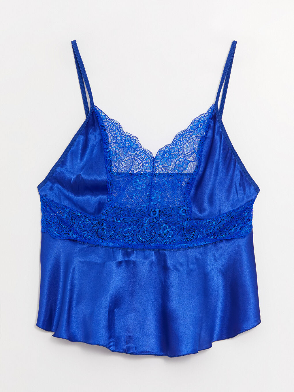 Mavi Askılı Saten Kadın Pijama Takımı-1