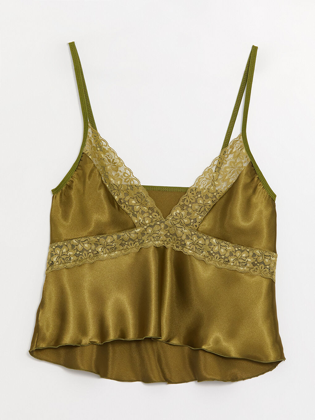 Haki Askılı Saten Kadın Pijama Takımı-1