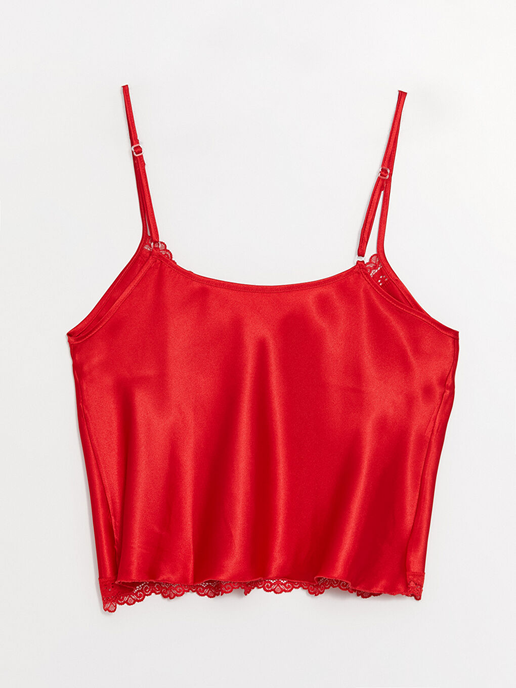 Kırmızı Askılı Saten Kadın Pijama Takımı-2