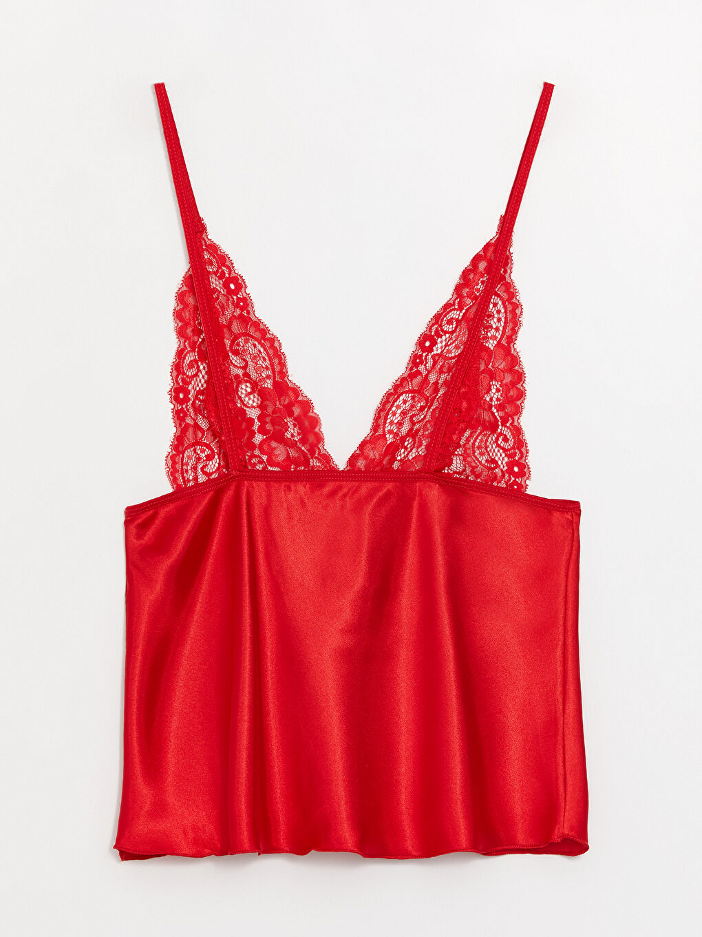 Kırmızı Askılı Saten Kadın Pijama Takımı-2