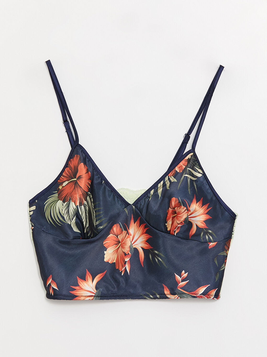 Lacivert Askılı Saten Kadın Pijama Takımı-1