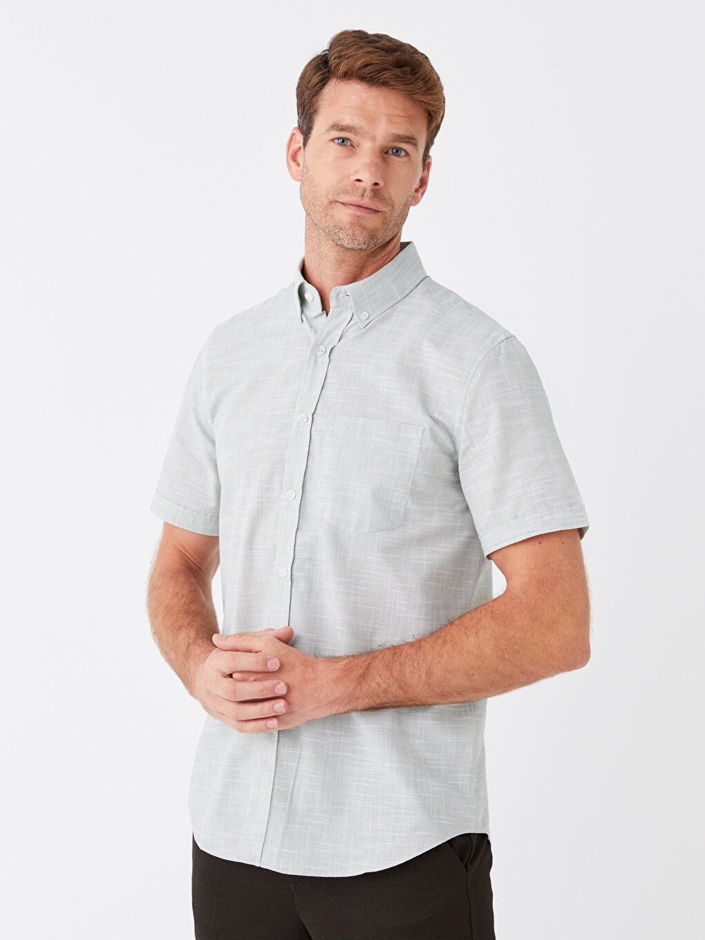 Yeşil Regular Fit Kısa Kollu Erkek Gömlek