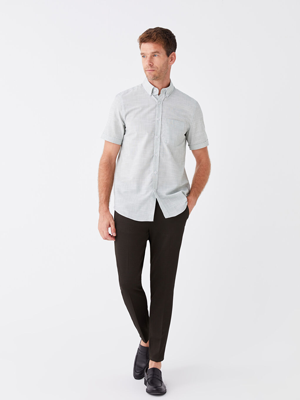 Yeşil Regular Fit Kısa Kollu Erkek Gömlek-2