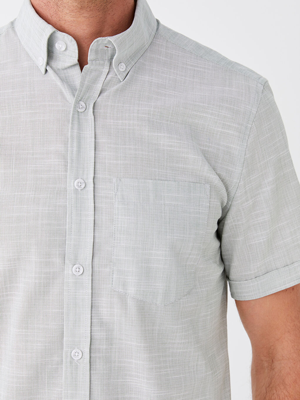 Yeşil Regular Fit Kısa Kollu Erkek Gömlek-3