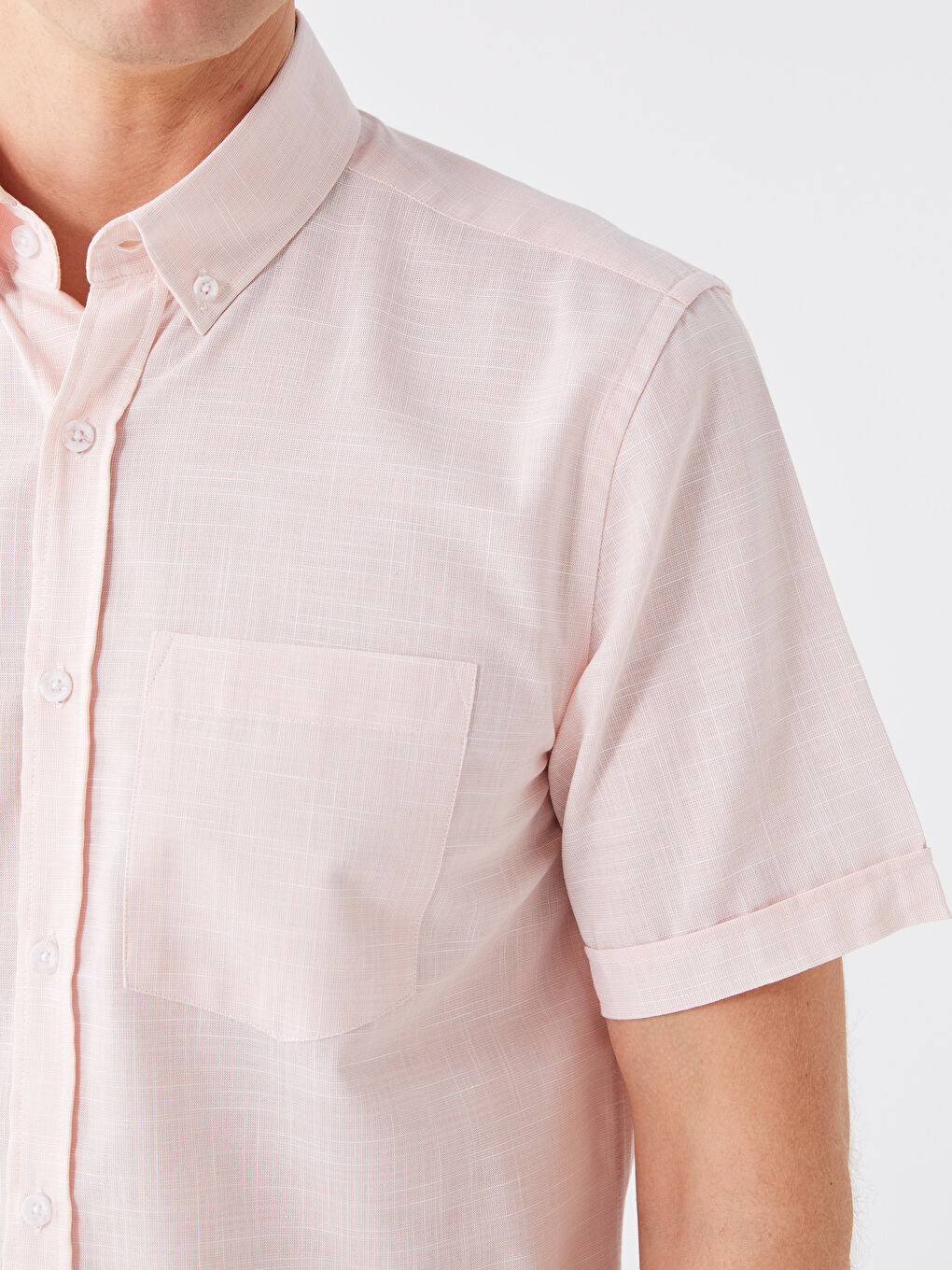 Pembe Regular Fit Kısa Kollu Erkek Gömlek-3
