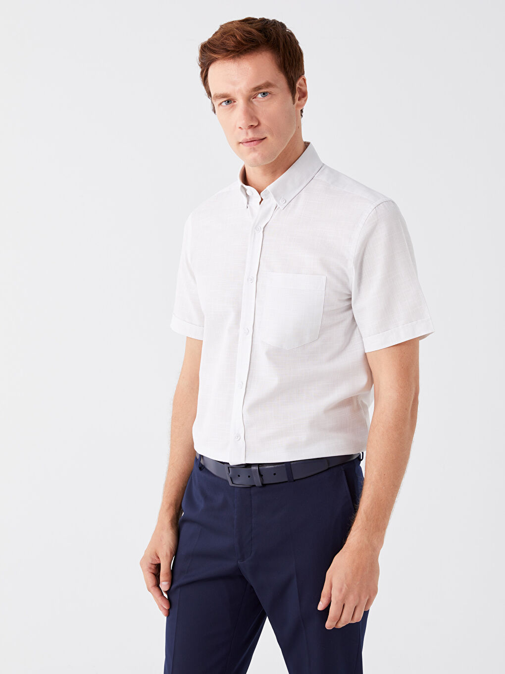 Gri Regular Fit Kısa Kollu Erkek Gömlek