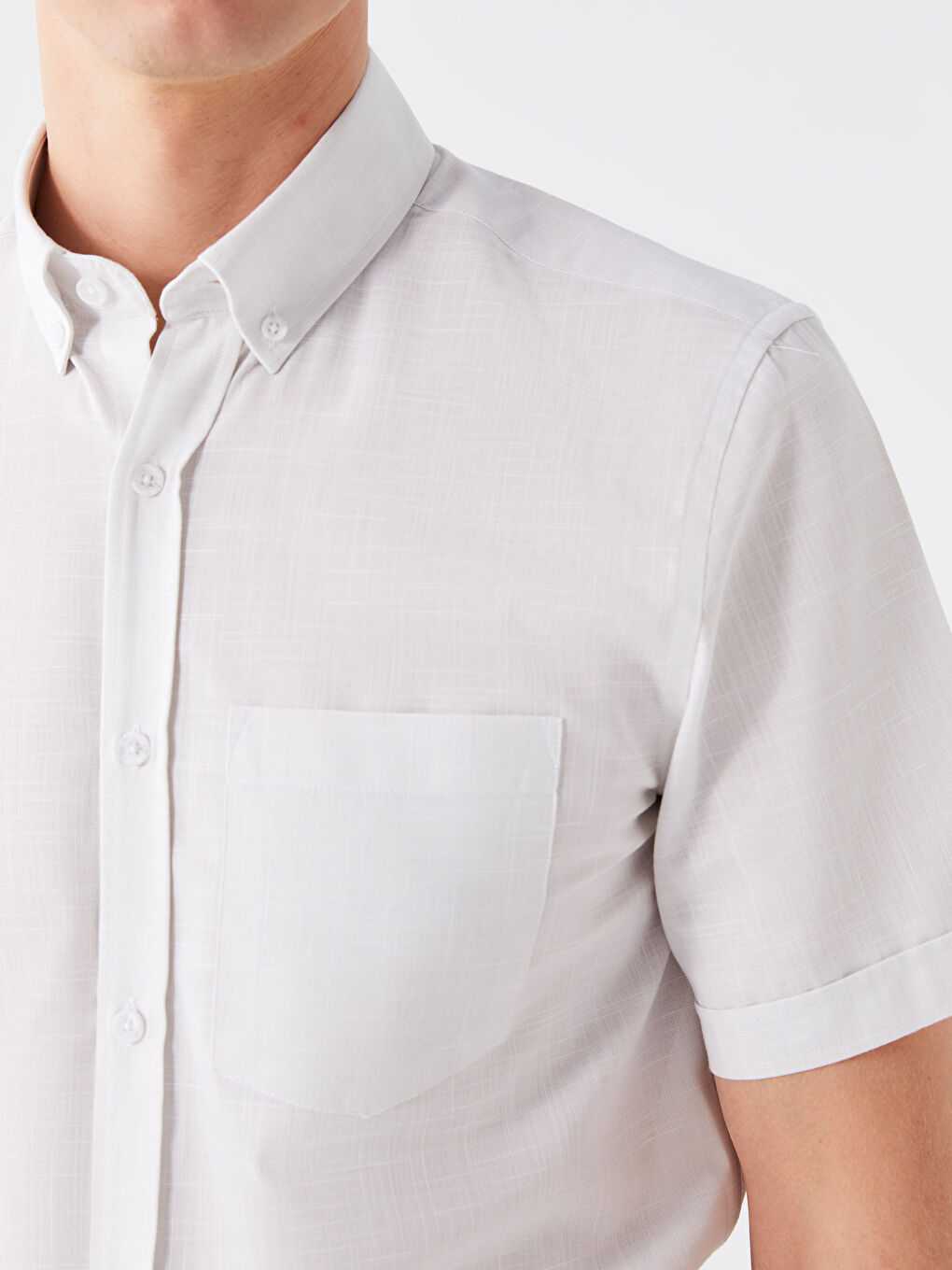 Gri Regular Fit Kısa Kollu Erkek Gömlek-3