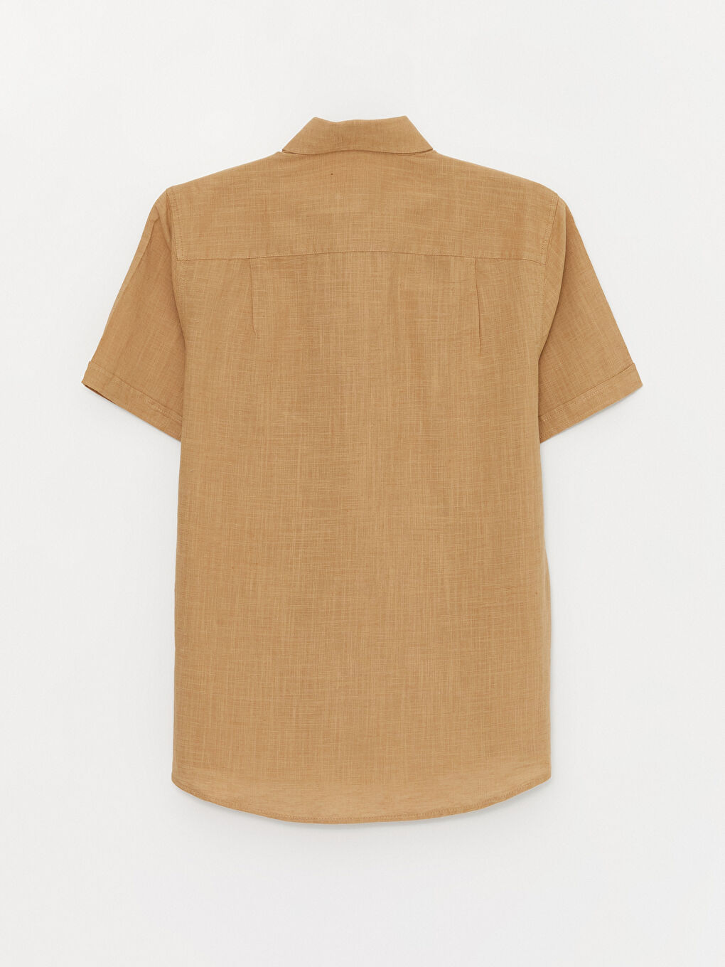 Bej Regular Fit Kısa Kollu Keten Karışımlı Erkek Gömlek-6