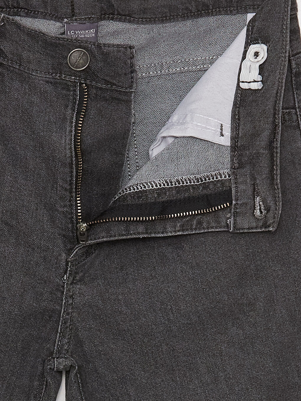 Gri Beli Ayarlanabilir Lastikli Erkek Çocuk Jean Pantolon-2