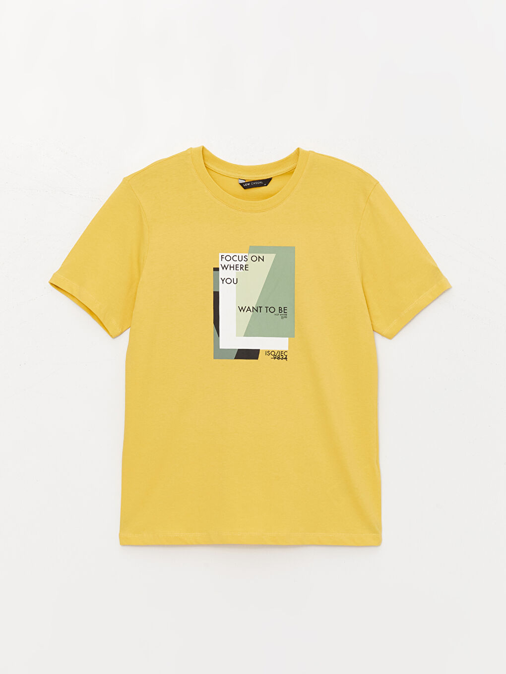 Sarı Bisiklet Yaka Kısa Kollu Baskılı Penye Erkek Tişört-5