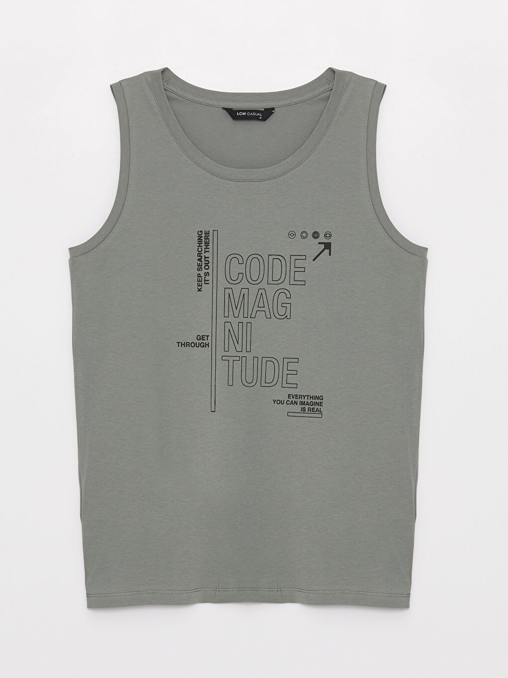 Yeşil Bisiklet Yaka Baskılı Penye Erkek Kolsuz Tişört