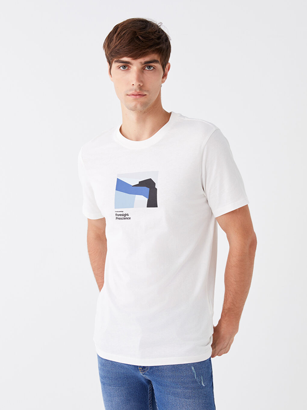 Crew Neck Short Sleeve Printed Combed Cotton Men's T-shirt -S3L871Z8-R9J