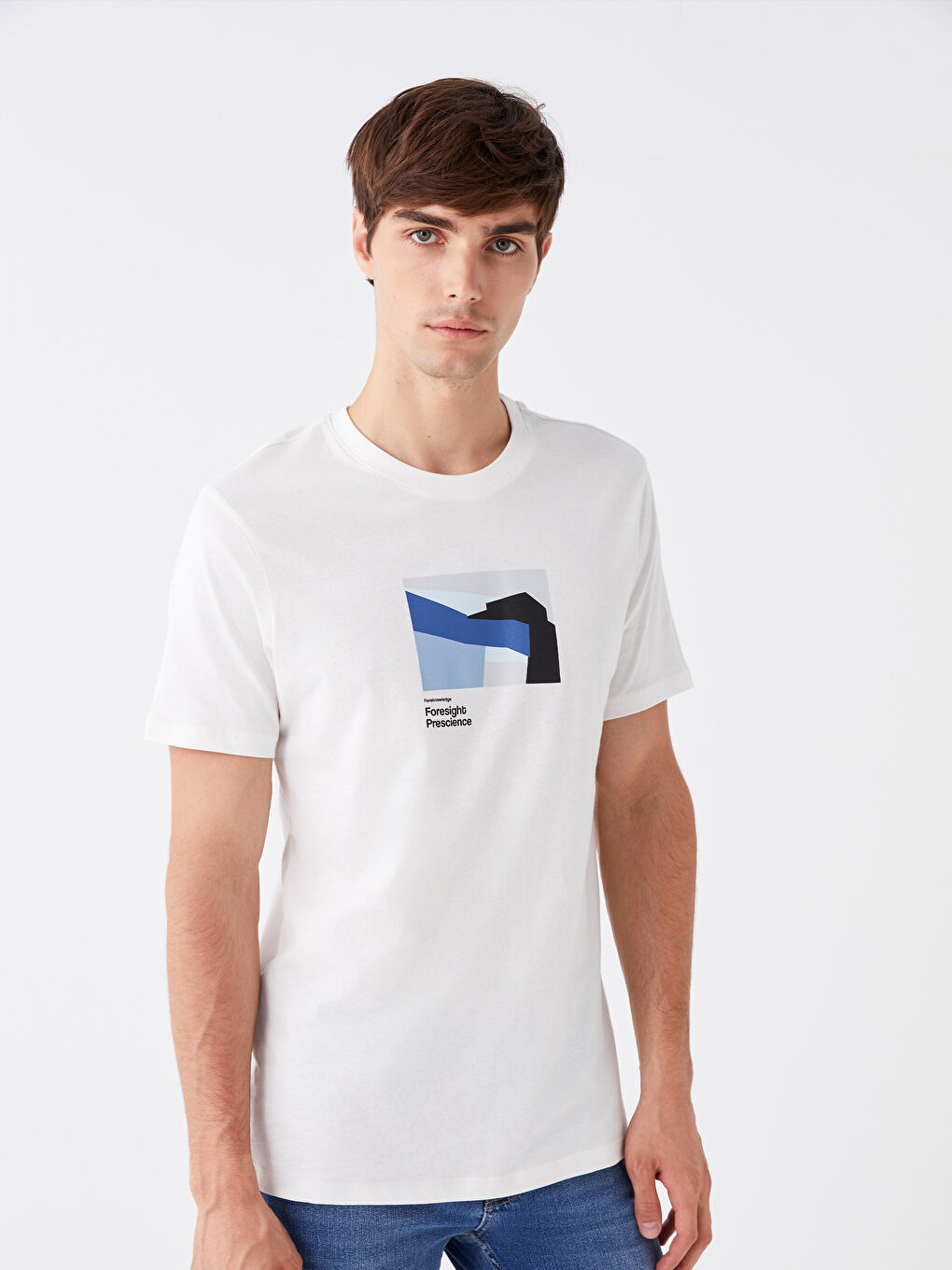 Crew Neck Short Sleeve Printed Combed Cotton Men's T-shirt -S3L871Z8-R9J