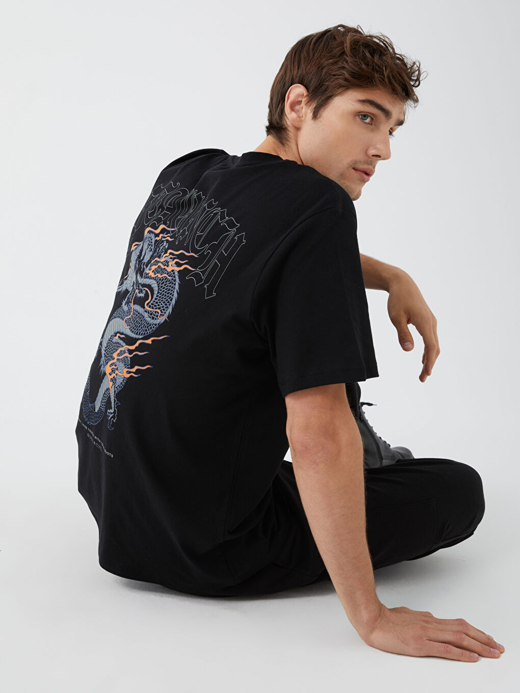Crew Neck Short Sleeve Printed Combed Cotton Men's T-shirt -S3L894Z8-CVL