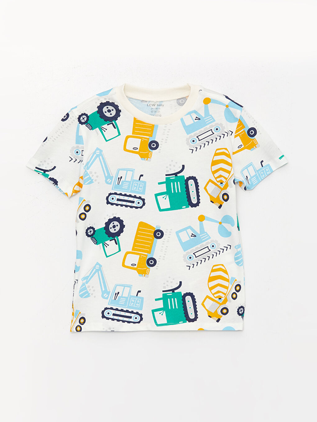 Ekru Bisiklet Yaka Kısa Kollu Baskılı Erkek Bebek Tişört ve Şort 2'li Takım-1