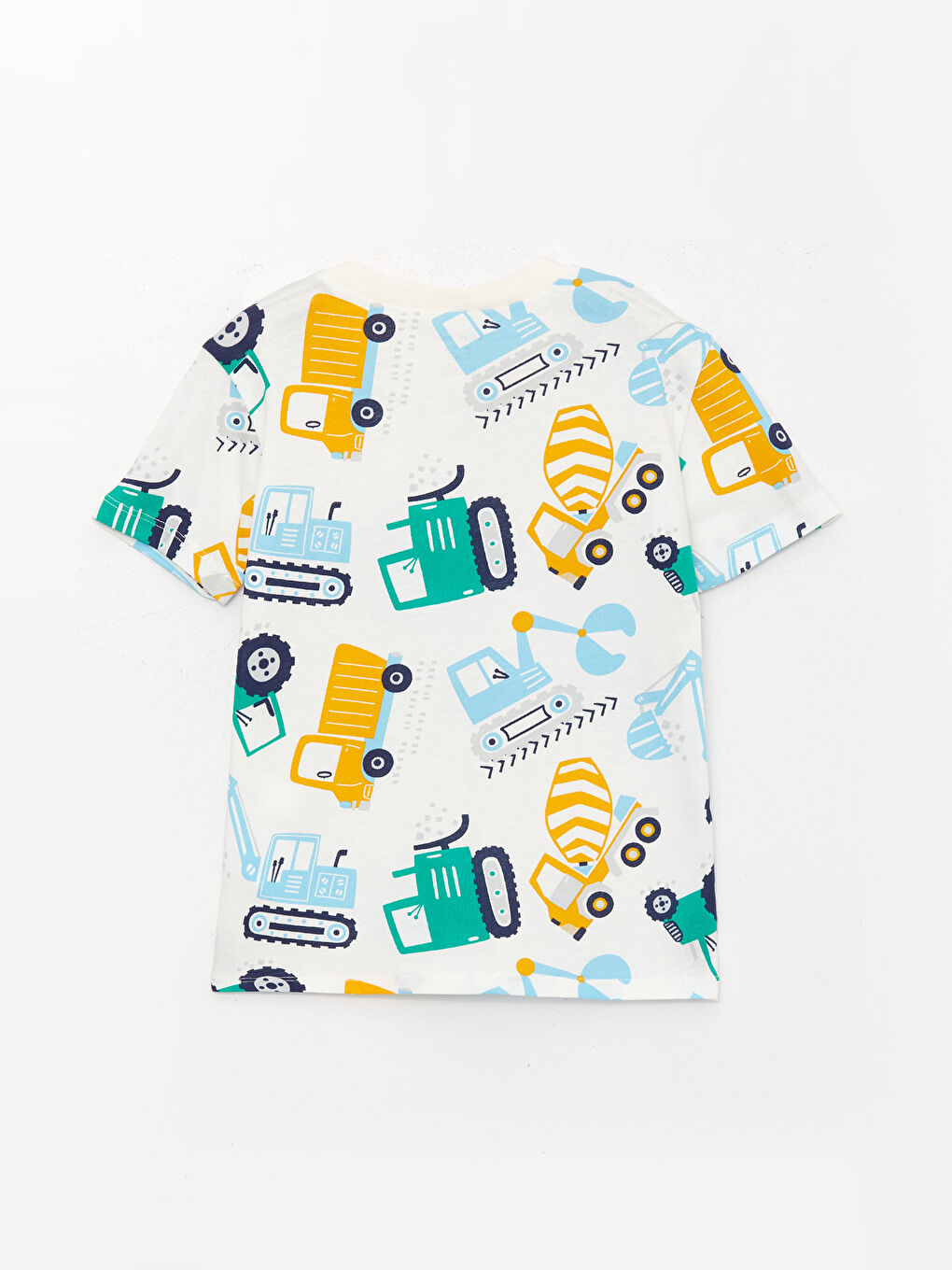 Ekru Bisiklet Yaka Kısa Kollu Baskılı Erkek Bebek Tişört ve Şort 2'li Takım-2