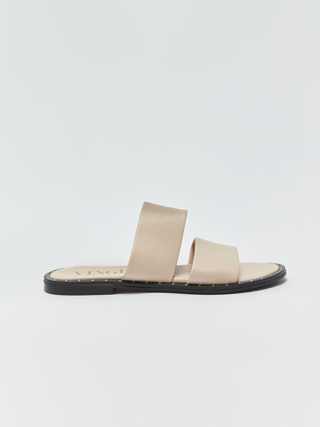 Bej Deri Görünümlü Kadın Terlik-1