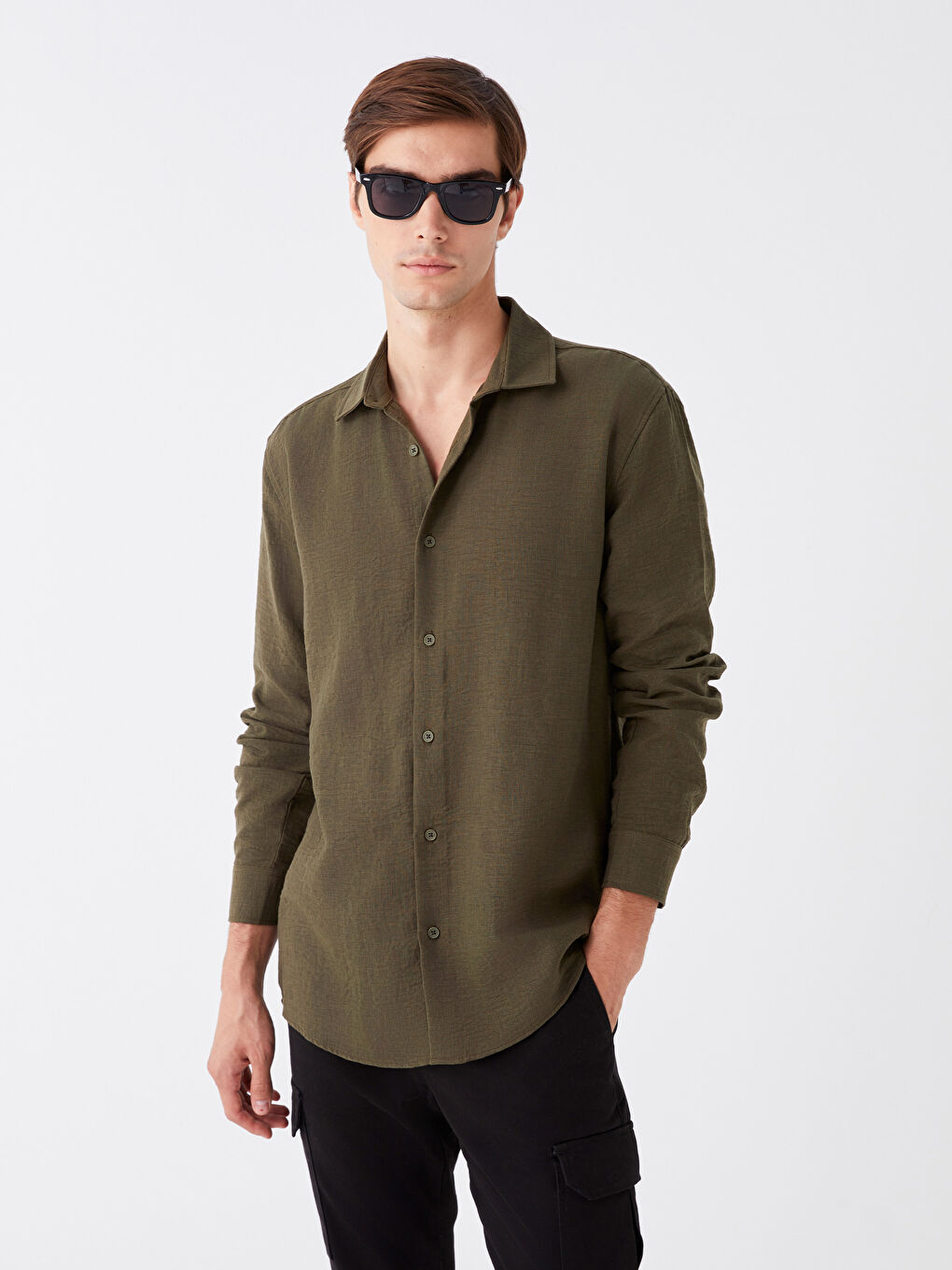 Slim Fit Long Sleeve Men's Shirt