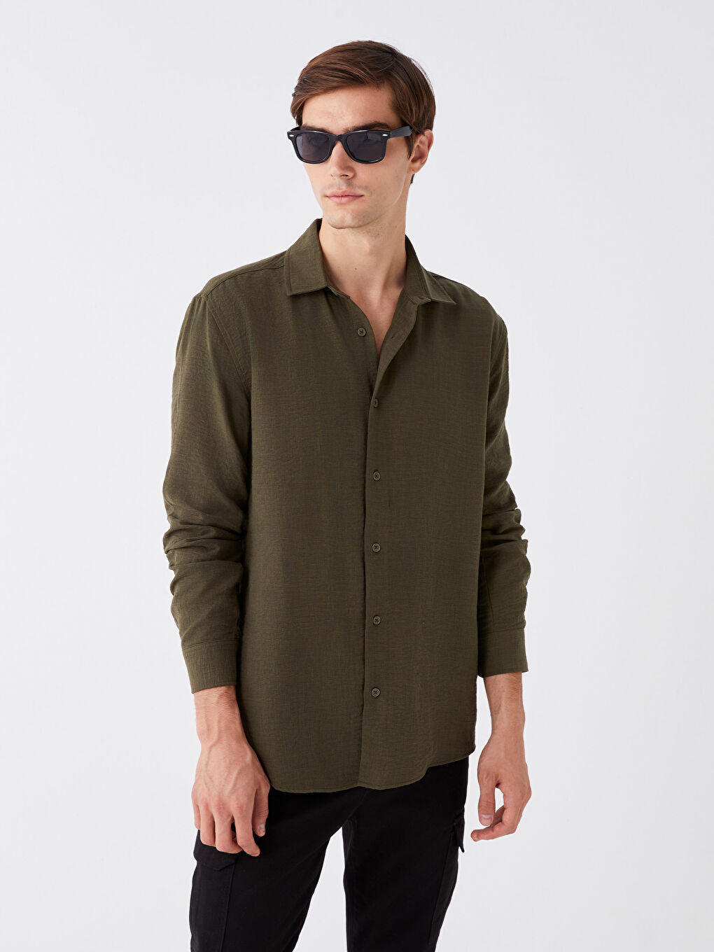 Slim Fit Long Sleeve Men's Shirt-1