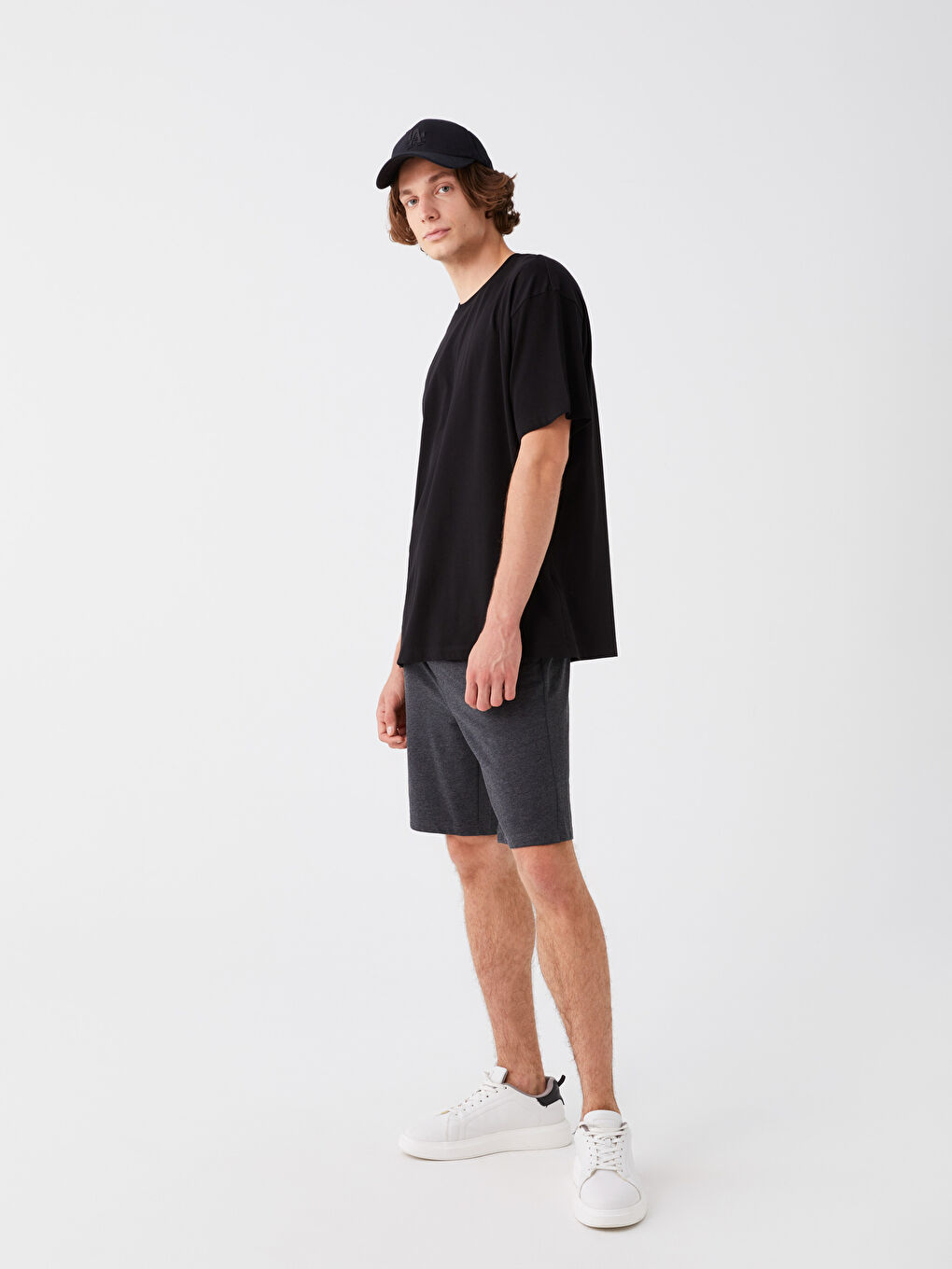 Antrasit Slim Fit Beli Lastikli Erkek Şort