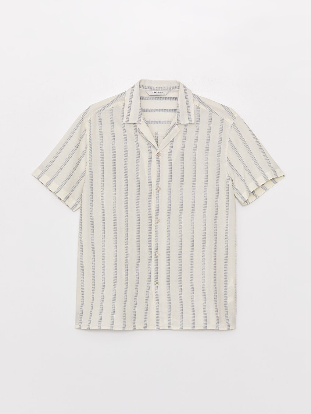 Mavi Rahat Kalıp Kısa Kollu Çizgili Erkek Gömlek