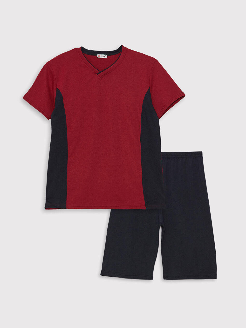 Bordo Dar Kalıp Erkek Şortlu Pijama Takımı