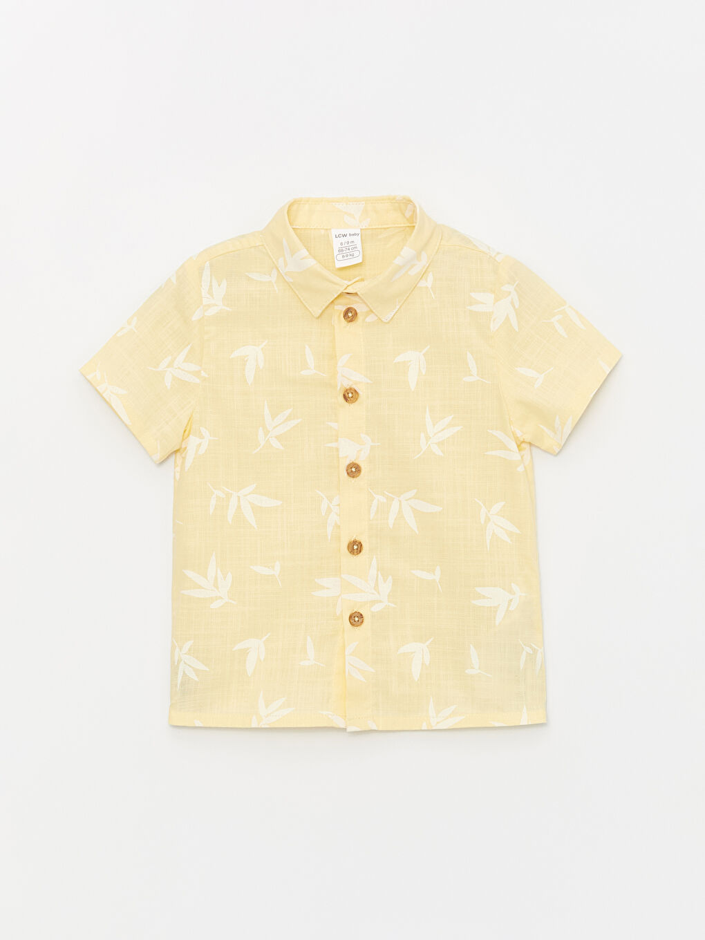 Sarı Kısa Kollu Desenli Erkek Bebek Gömlek ve Şort 2'li Takım-1