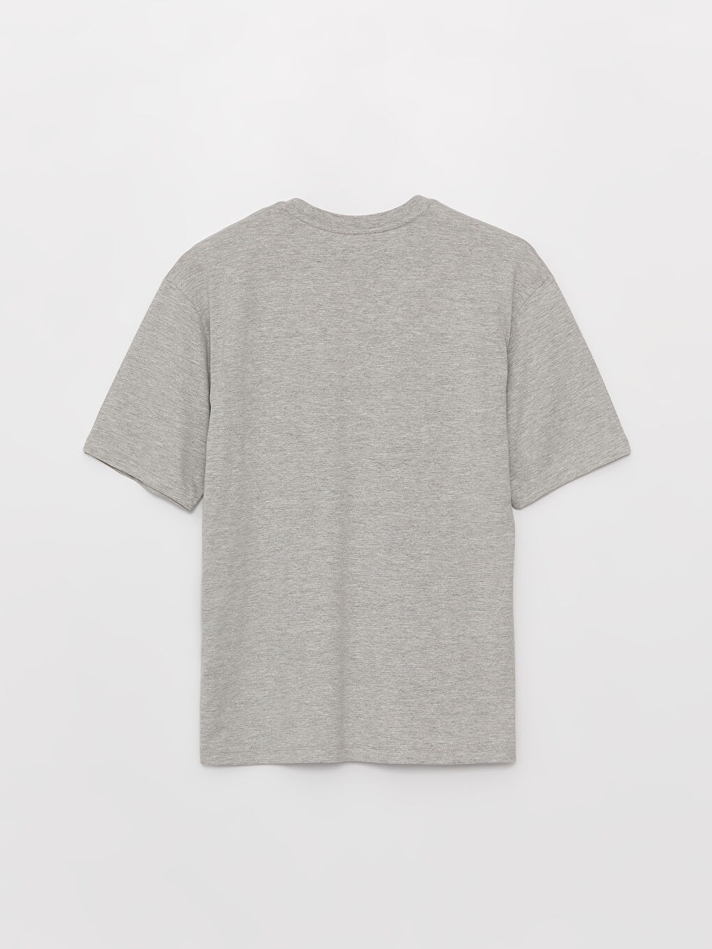 Gri Bisiklet Yaka Kısa Kollu Baskılı Penye Erkek Tişört-6