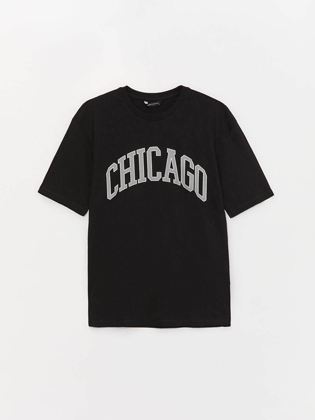 Siyah Bisiklet Yaka Kısa Kollu Baskılı Penye Erkek Tişört-5