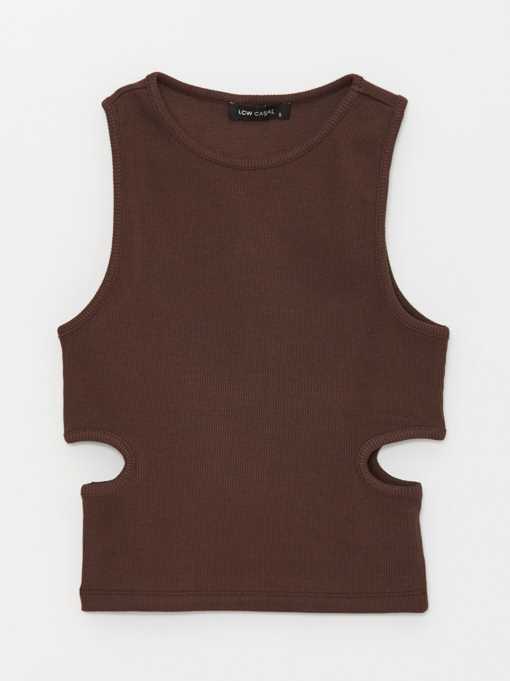 Kahverengi Kadın Bisiklet Yaka Düz Atlet-5