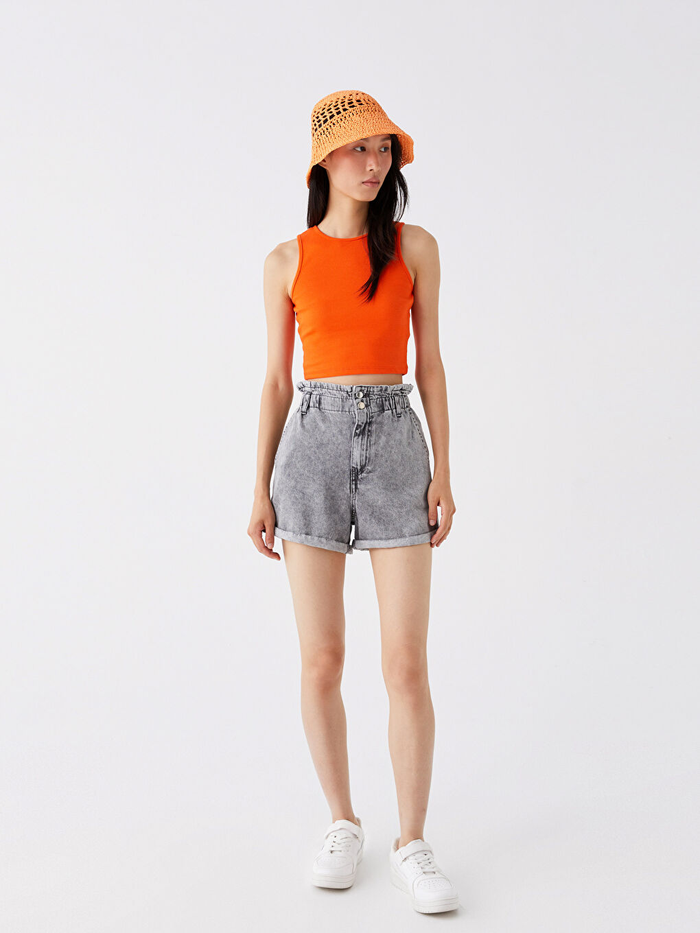 Women's Crew Neck Plain Crop Top-1