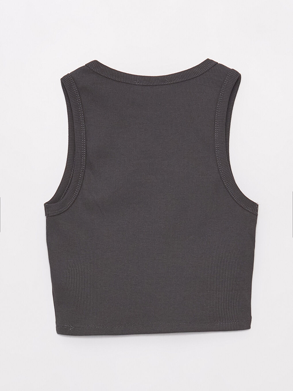 Antrasit Bisiklet Yaka Baskılı Kadın Crop-6