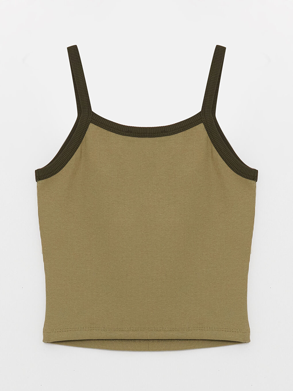 Yeşil U Yaka Baskılı Askılı Kadın Crop-6