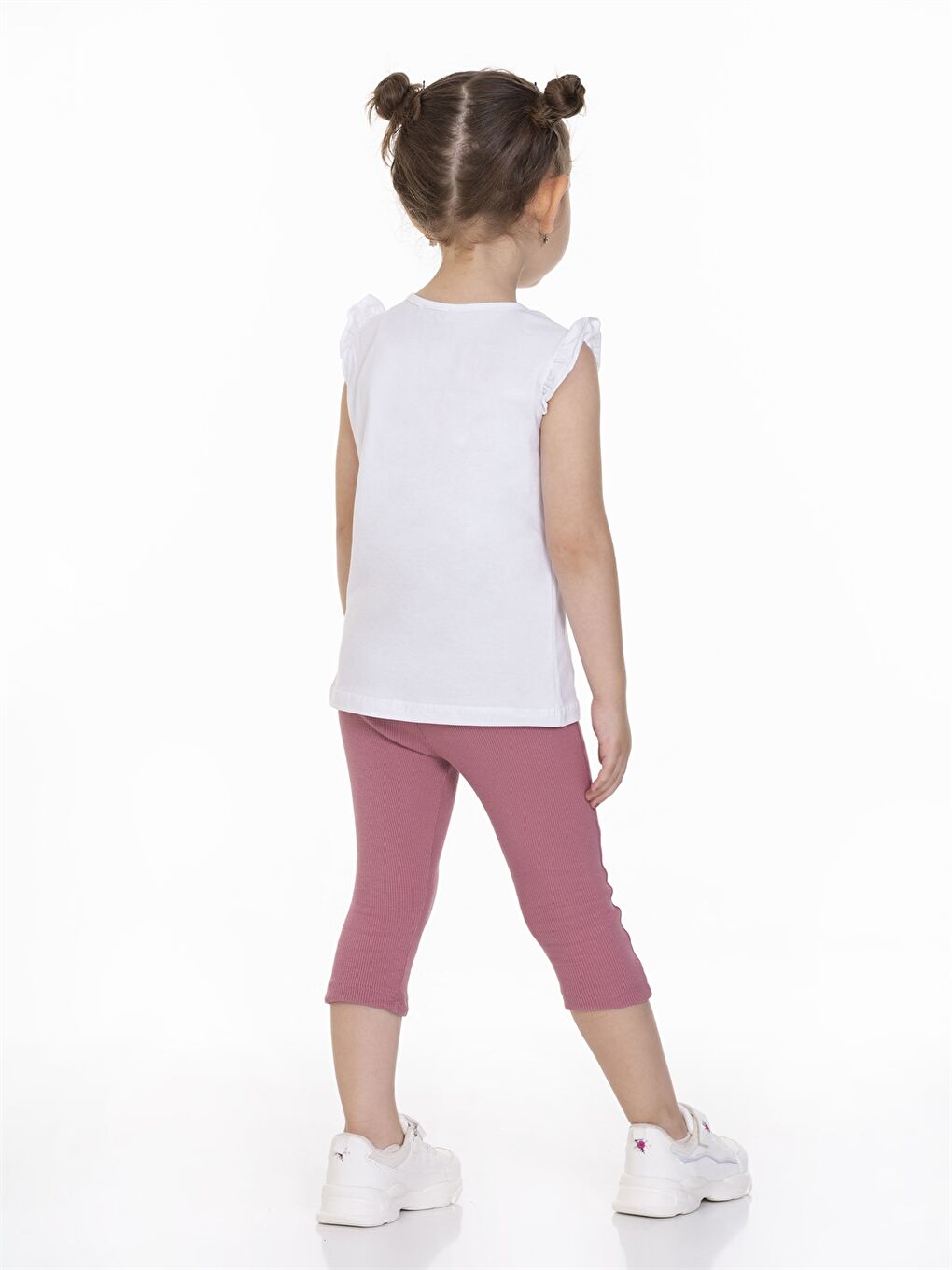 Pembe Bisiklet Yaka Baskılı Kız Bebek Tişört ve Tayt 2'li Takım-3