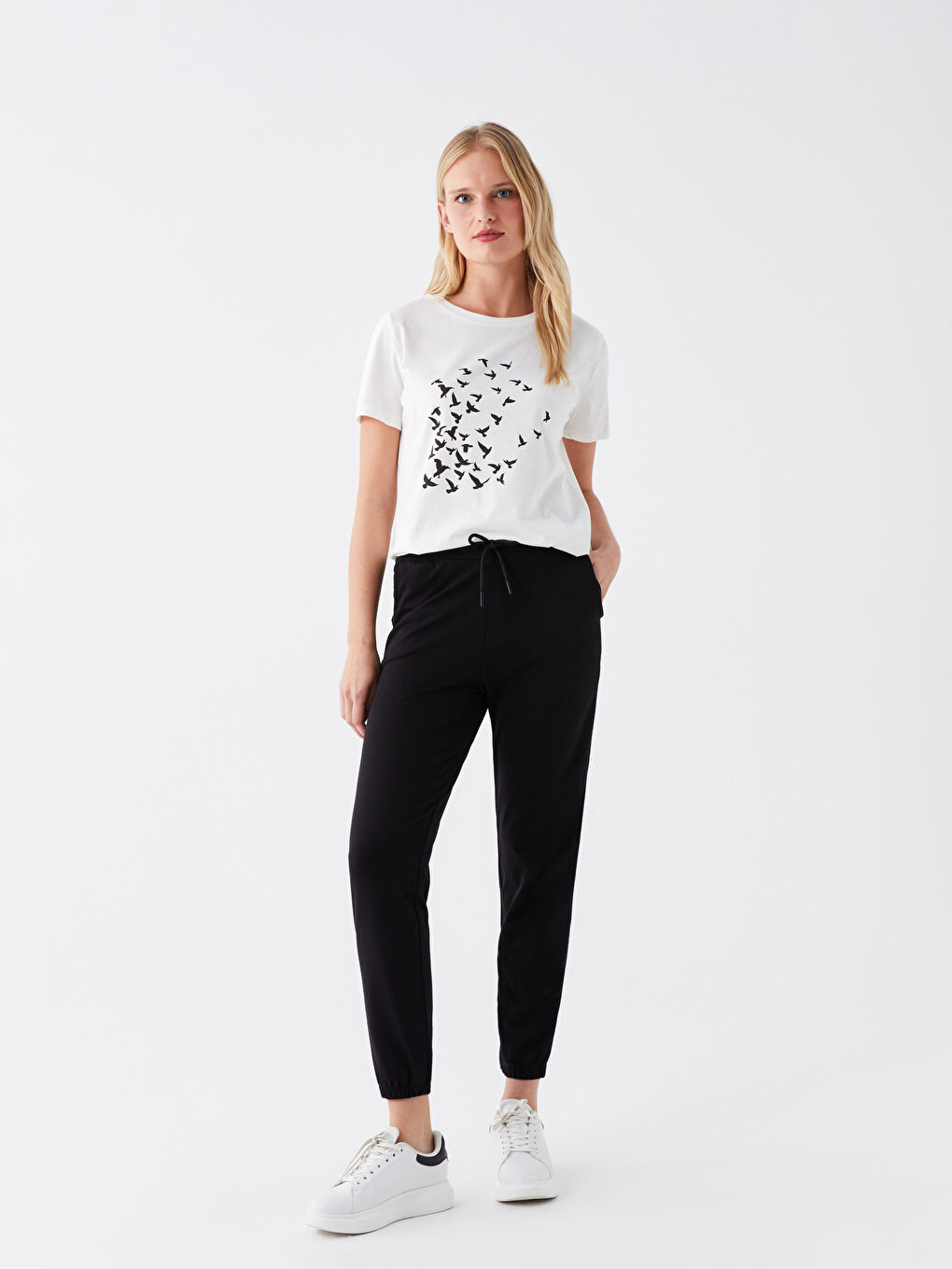 Женские однотонные спортивные штаны с эластичным поясом