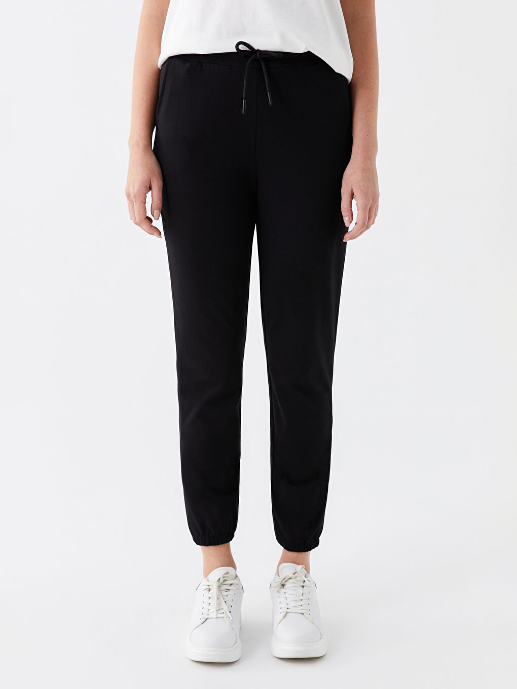 Женские однотонные спортивные штаны с эластичным поясом-2