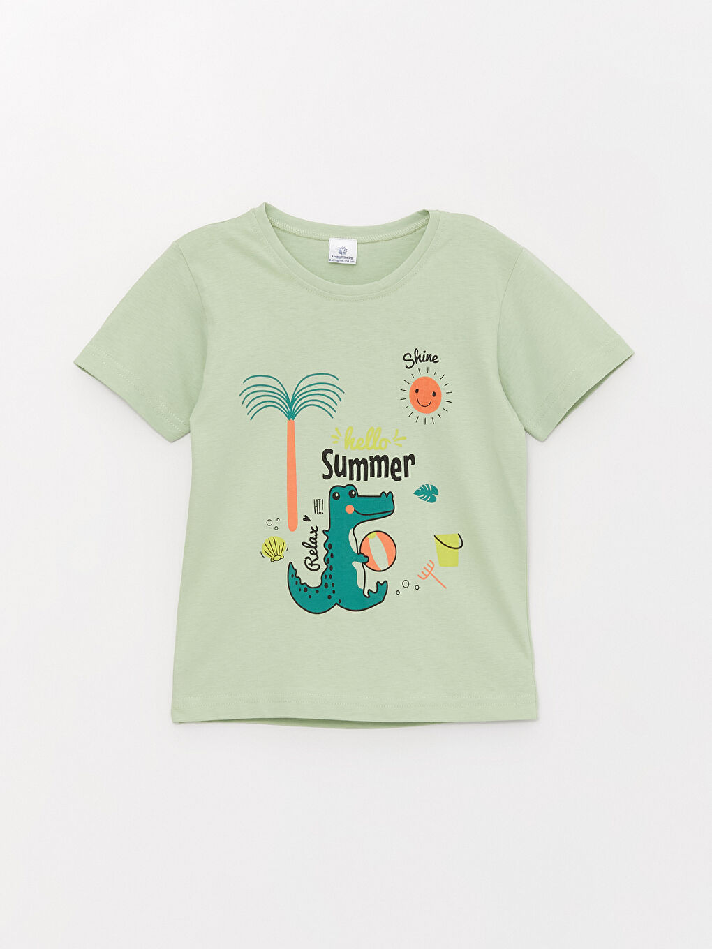 Yeşil Bisiklet Yaka Baskılı Erkek Bebek Tişört ve Şort 2'li Takım-1