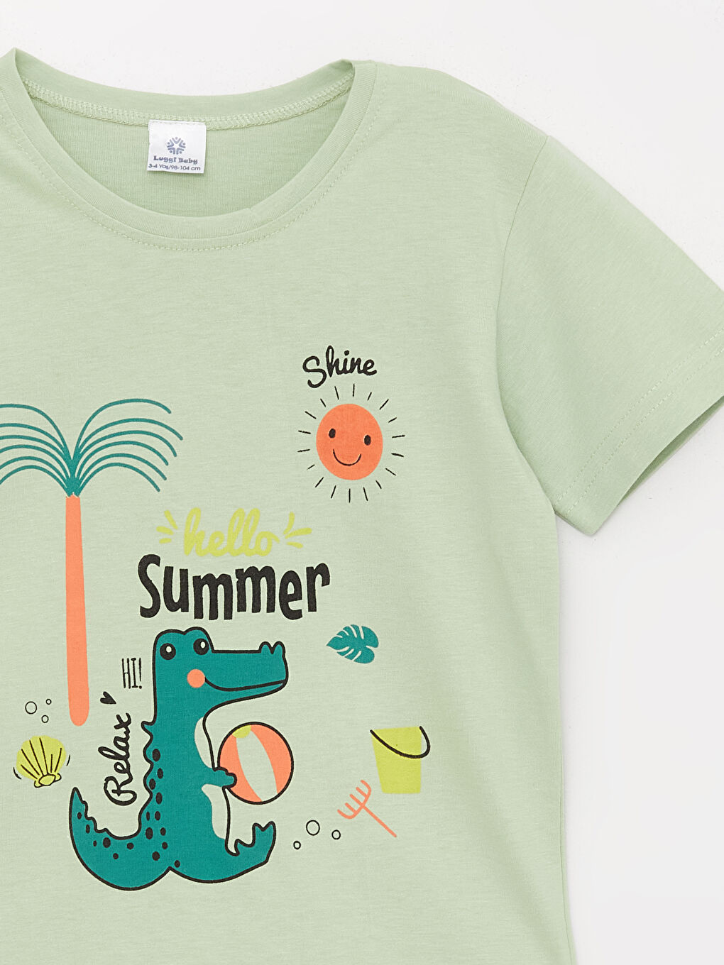 Yeşil Bisiklet Yaka Baskılı Erkek Bebek Tişört ve Şort 2'li Takım-2